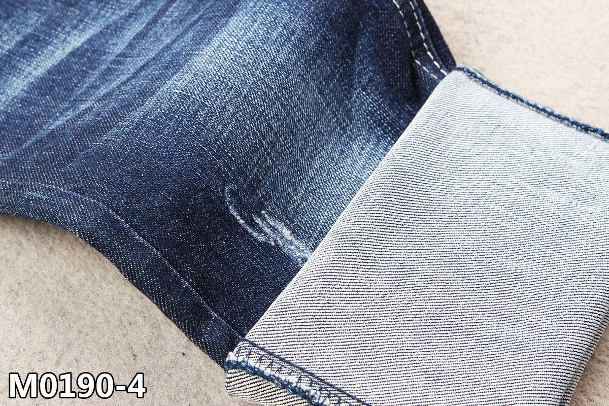 GOTS Dark Blue Cotton Spandex Denim Fabric With Cross Hatch Slub 150 Width