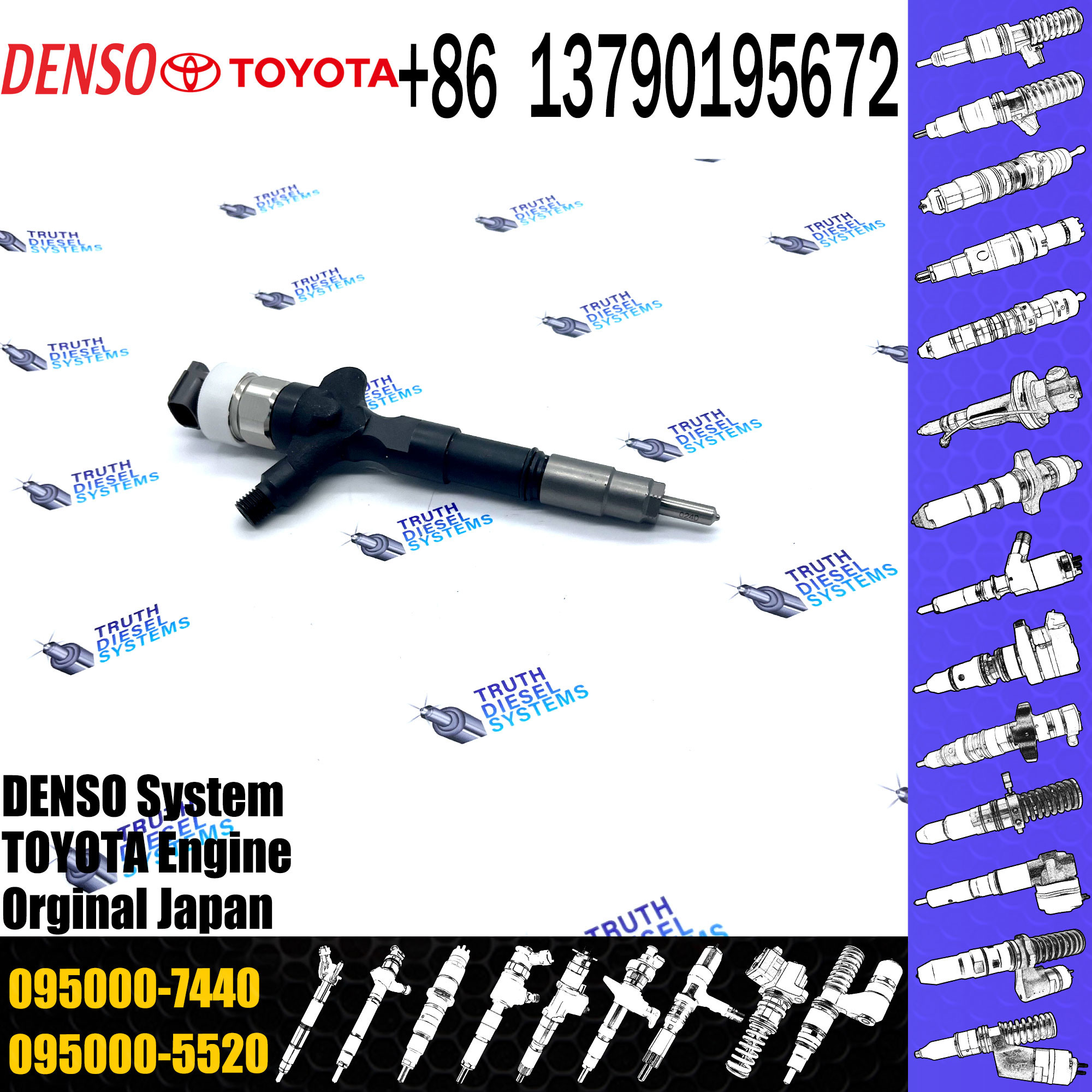 0950007440 Injector Nozzle 23670-39225 23670-39265 Diesel Injector Nozzle Assy 095000-7440 for TOYOTA 23670-30120 23670-