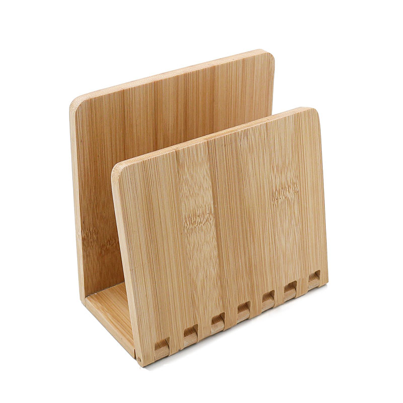 Bamboo Napkin Holder Adjustable Wood Storage Rack for Dining Room Picnic Kitchen Table