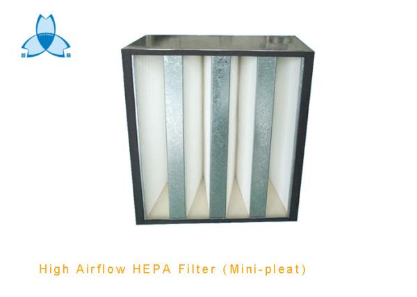 V Cell Mini Pleat Air Filter For High Air Flow Air Handling Unit , 99.97% down 0