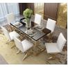 Buy cheap Stainless Steel Base Tempered Glass Marble Dining Table 6 chairs from wholesalers