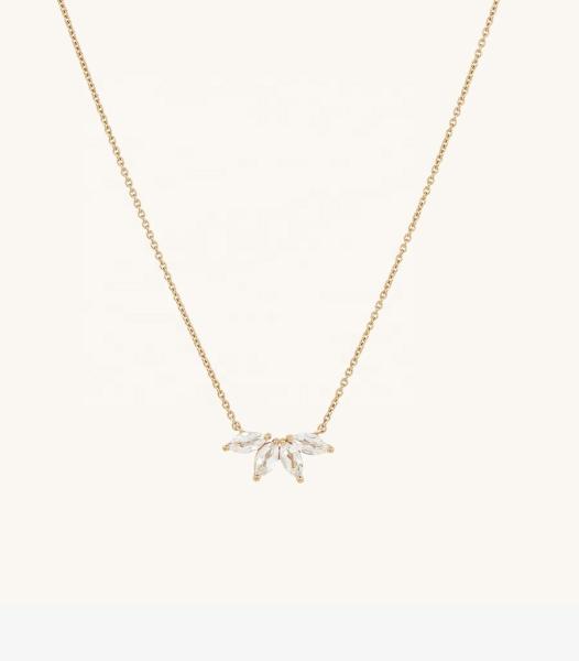 Buy cheap 925 Silver 14K Plated Necklace 18" Marquise Topaz Pendant And White CZ Diamonds from wholesalers