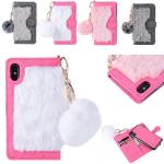 Hot sale in Amazon Fur Detachable TPU Leather Wallets Phone Case Cover for