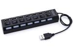 LED Light Display Splitter USB Table Hub 2.0 7 Port With Independent Switch