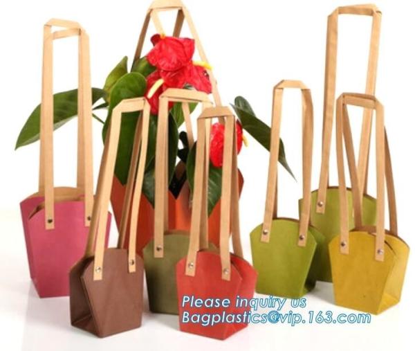 Buy cheap flower carrier bag cheap brown paper flower bag handle bag,Portable Bouquet Flower Carrier Gift Packing Paper Bag bageas from wholesalers