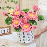 35x38cm Handmade Twist Rod Flower Bouquet Material Kit Real Silk Fabric Juan Hua