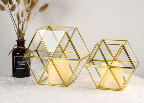Glass garden hexagonal artifact copper candlestick ornaments transparent eternal