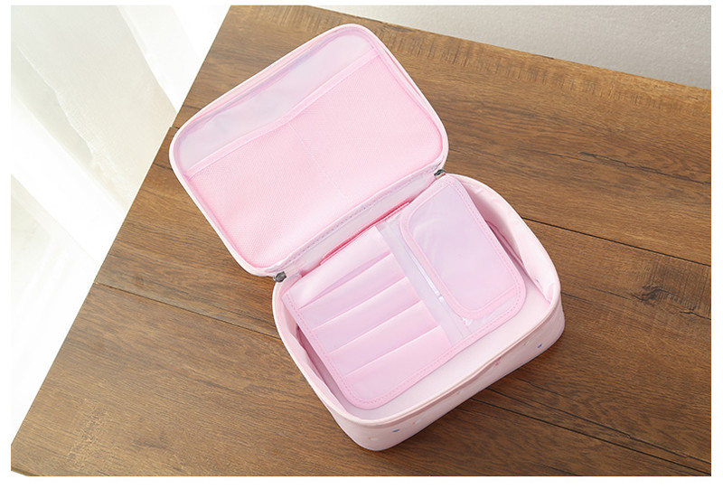 Adjustable Dividers Cosmetic Train Case With Mirror