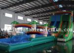 Commercial PVC Tarpaulin Green Jungle Inflatable Water Slide With Small Pool