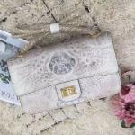 Genuine Crocodile Skin Lady Flap Purse Female Single Cross Shoulder Bag Real