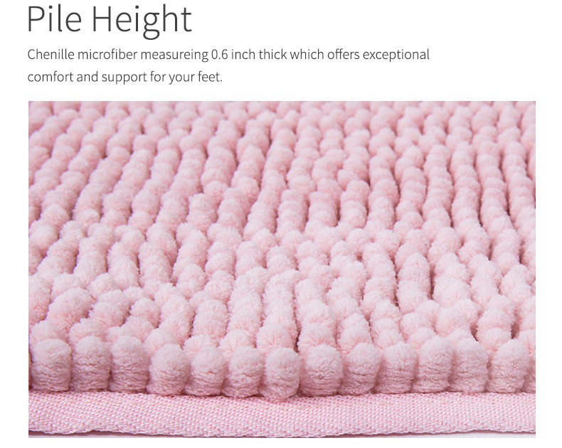 BSCI Non Skid Noodle Chenille Bath Mat , Chenille Noodle Bath Rug