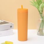 Skinny Double Insulated Plastic Water Bottle Rubber Paint 16oz Plastic Water