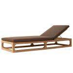 Customized Luxury Pool Teak Wood Lounge Chair With 5 Gears Backrest Adjustment
