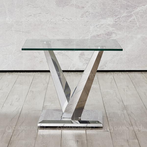 Buy cheap 60x60x60cm Stainless Steel Side Tables Glass Top 0.24CBM No Folded from wholesalers