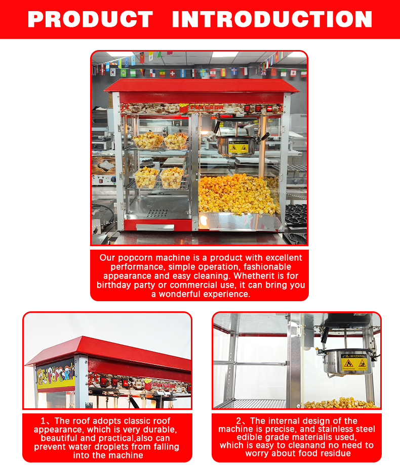 Automatic Popcorn Machine With Food Warmer Display And Inner Pot Size Dia190*H60mm