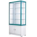 Environmental Pharmacy Display Stands / 4 Layers Lockable Glass Display Case