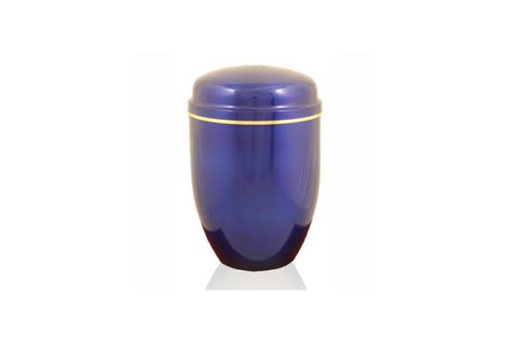 Buy cheap Steel funeral urns for human ashes shining blue color H 24.8cm Dia 16.5cm from wholesalers
