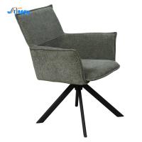 Buy cheap Genuine Leather Mid Century Swivel Dining Arm Chair With Metal Base Dc-7532 product