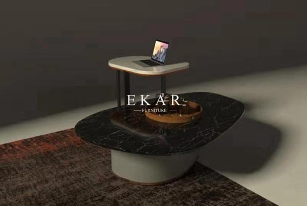 Buy cheap Modern European Style Marble Top Metal Base Coffee Table Set from wholesalers