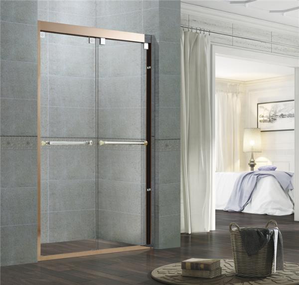 Buy cheap Clear / Frosted Tempered Glass Shower Enclosures Rose Gold Double Moving Door for Home from wholesalers