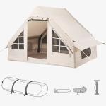 Outdoor Camping Inflatable House Tent Canvas or Oxford Family Part Tents for 3-4