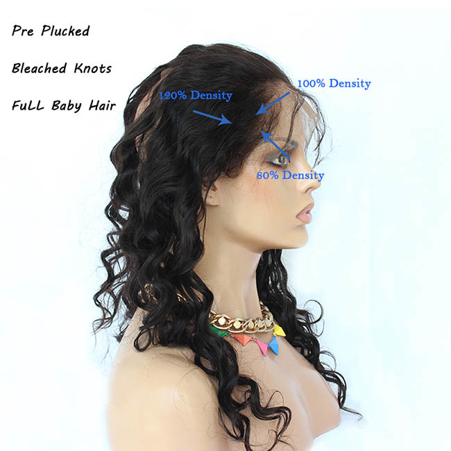 Front Human Hair Lace Wig Straight 100% Virgin Peruvian