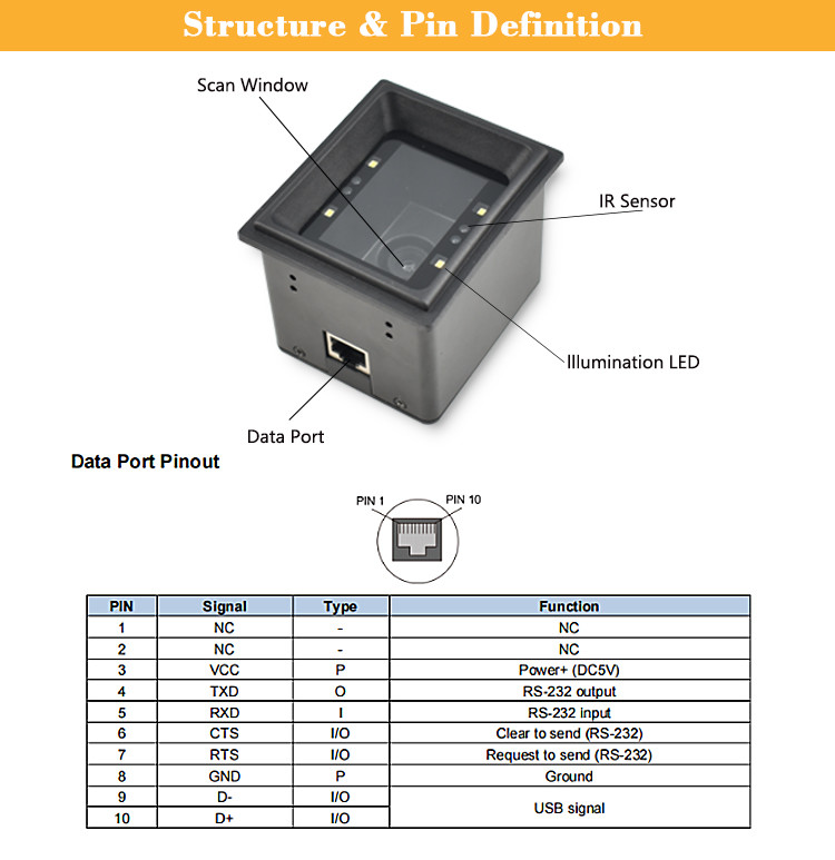Hot Selling Qr Code Barcode Scanner Used For Access System Control Device Scanner Module