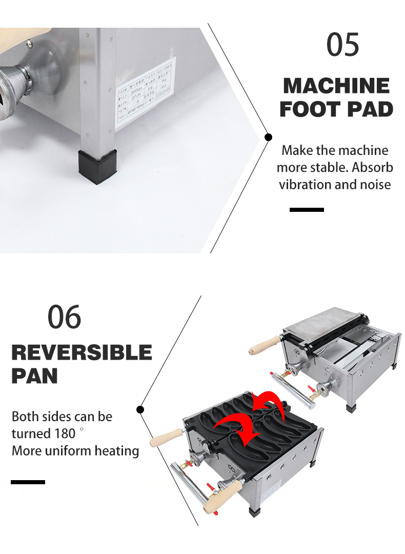 AM-05R Nonstick Coating Banana Shape Waffle Makers for 5pcs Electric Long Waffles
