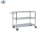 RK Bakeware China Foodservice NSF 3 Tier Stainless Steel Food Serving Trolley