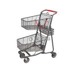 Metal Wire Retail Shopping Carts 25L , TGL Double Basket Shopping Trolley 910mm