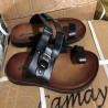 Buy cheap Black Brown Mens Soft Leather Slippers Anti Skid Men's Summer Sandals from wholesalers