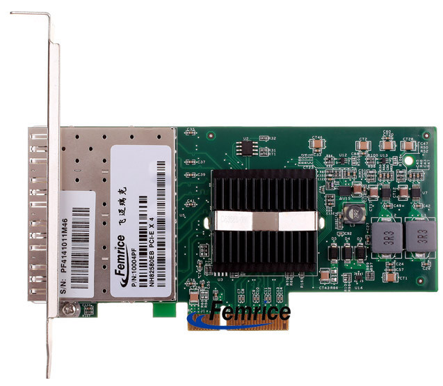 Femrice Quad Port PCIe x4 Intel 82580EB Gigabit Network Interface Controller 1G Gigabit Ethernet Server Network Adapter