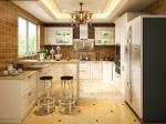 White Island Solid Wood Kitchen Cabinets Clear Lacquer Melamine Plywood Door