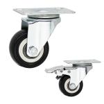 Small Size 1.5" Soft Wheel PVC Casters Top Plate Swivel Castors For Cabinets