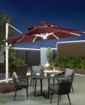 OEM Aluminum Frame Parasol Cantilever Patio Umbrella With White LED Lights