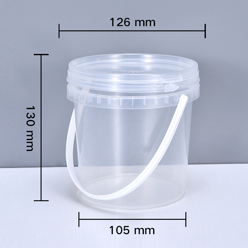 Printing Silk Screen Printing 1L 100pcs Set Transparent Plastic Bucket for Food Storage