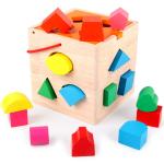 Wooden 16 Hole Intelligence Box Children Color Cognitive Shape Matching AIDS