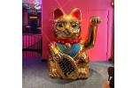 Outdoor Large Fiberglass Animal Sculpture Gold Lucky Cat Statue