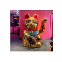 Buy cheap Outdoor Large Fiberglass Animal Sculpture Gold Lucky Cat Statue product