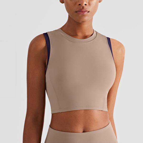 Buy cheap Nuls Skin Friendly Contrast Color Sports Bra Gathered Fitness Yoga Vest Top from wholesalers