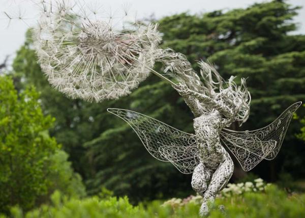 Buy cheap Stainless Steel Dancing Fairy Dandelion Wire Sculpture 200cm High from wholesalers