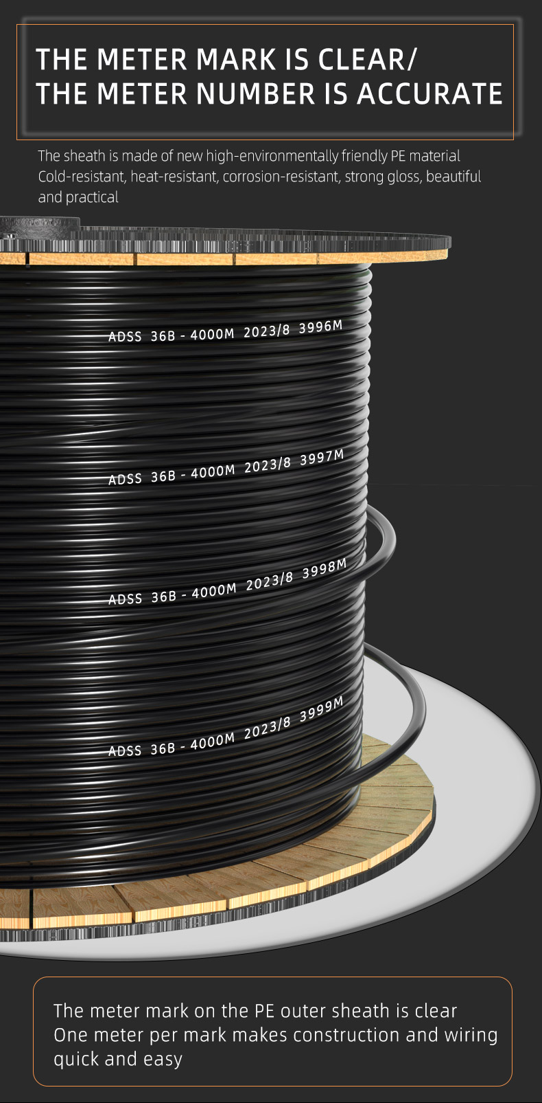 ADSS 80m 100m 120m 200m Span Aerial Fiber Cable G652D G657A1 G657A2