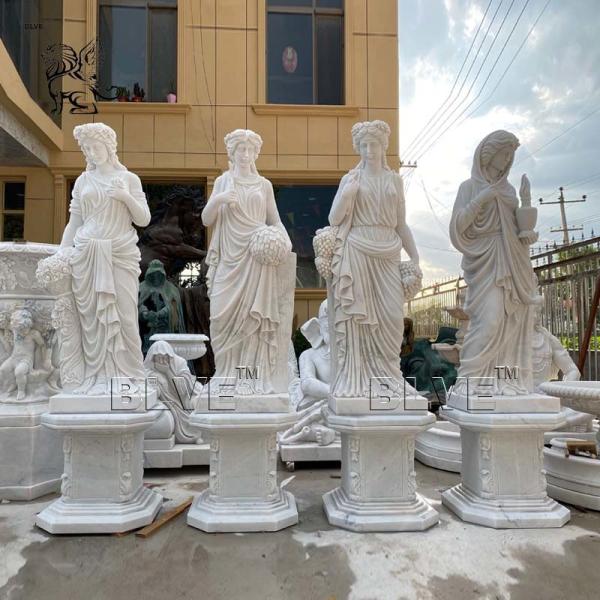 Four Seasons Marble Statues Life Size Greek Goddess Stone Sculpture White
