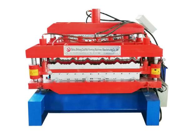 Quality Color Steel Double Layer Roll Forming Machine Glazed Bamboo Type High Automation Degree for sale