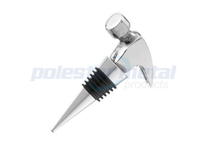 4-1/4" Custom Metal Hardware , Polished Chrome Zinc Alloy Diamond Wine Stopper