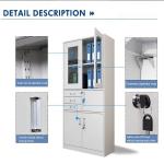 Easy Assembling Office Cabinets with Locks and Glass Doors Heavy Duty Metal