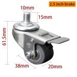 2615S-56 Mini Caster Wheels 1.5 Inch 38mm 35kg Threaded Chair Casters
