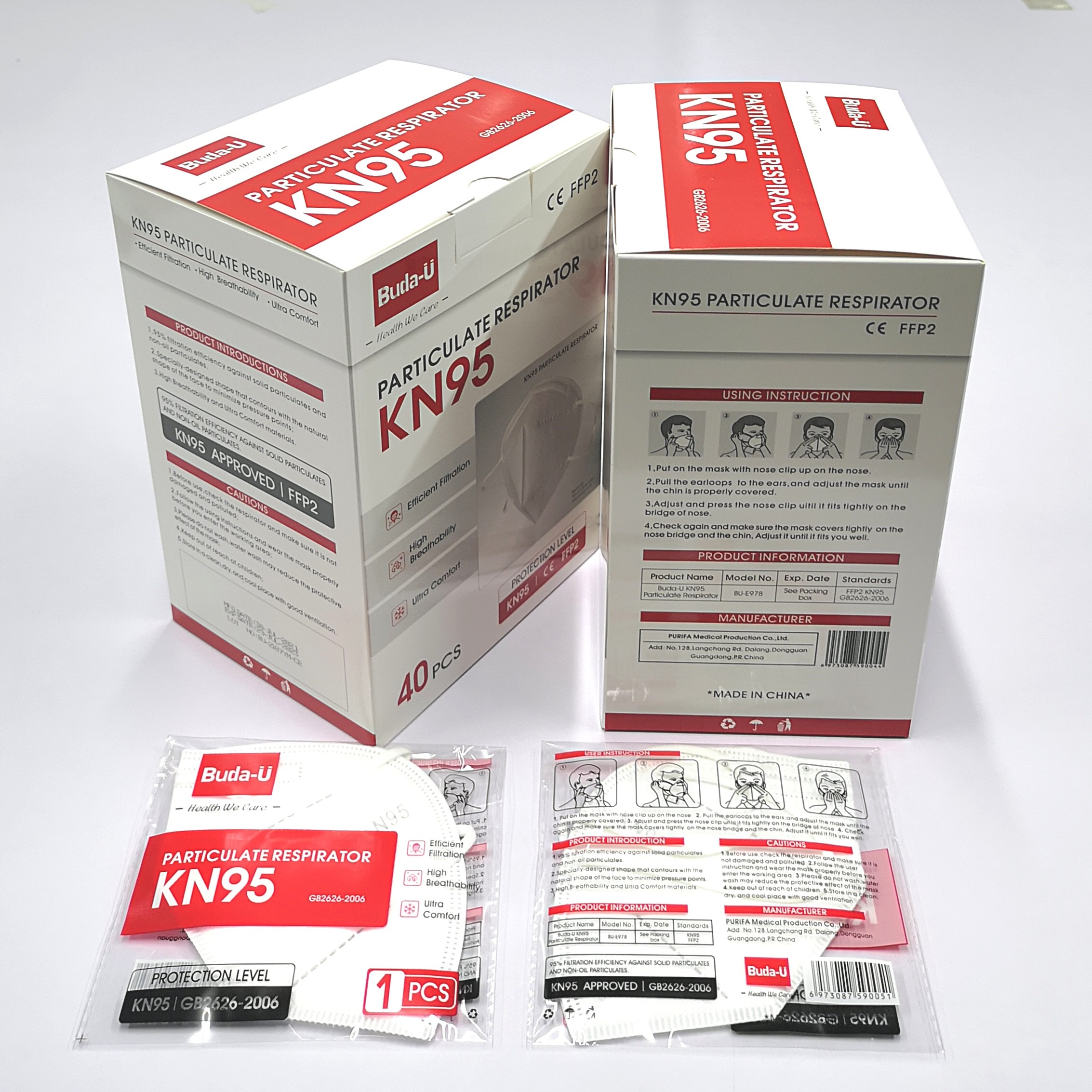Nonwoven KN95 Earloop Face Mask Particulate Respirator , CE & FDA KN95 Protective Mask With EUA Authorized