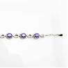 Buy cheap 925 Silver 6x8mm Oval Created Amethyst and Clear Cz Diamonds Link Bracelet (H03) from wholesalers
