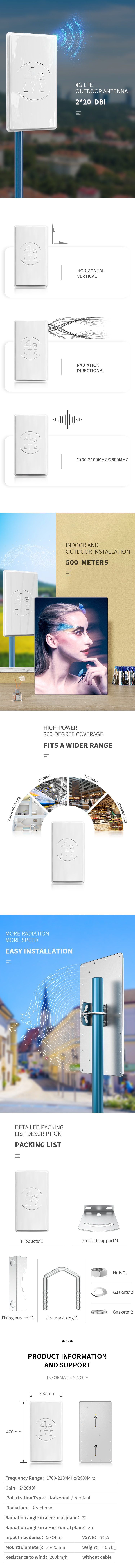 Outdoor Antena for Communications 2021 Waterproof Directional External MIMO 4G LTE Antenna